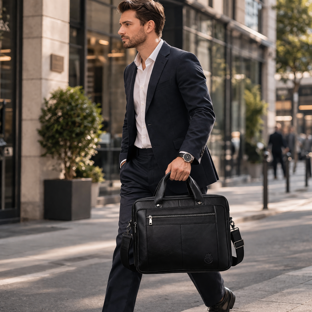 Porte-documents cuir véritable homme 42x12x32 cm – 15 pouces